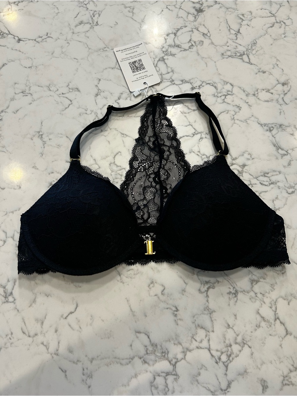 NWT Cherries Black Lace Racerback Bra Size XB